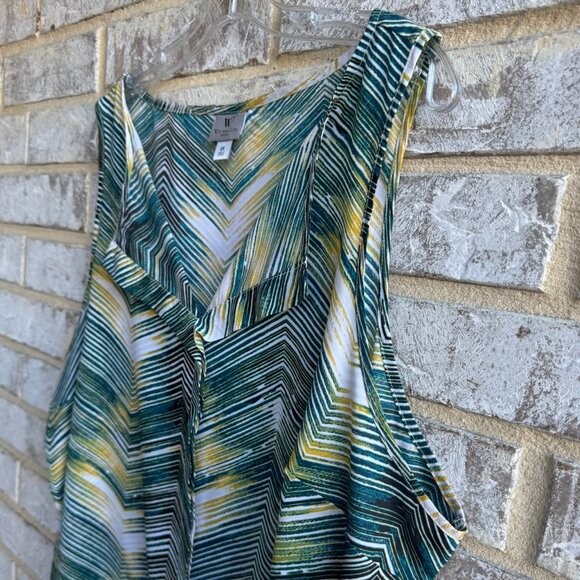 Worthington Sleeveless V-Neck Multicolor Shevron Striped Blouse Women's Size 2X - Picture 6 of 7